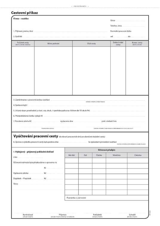 1051 Cestovní příkaz A5/100l