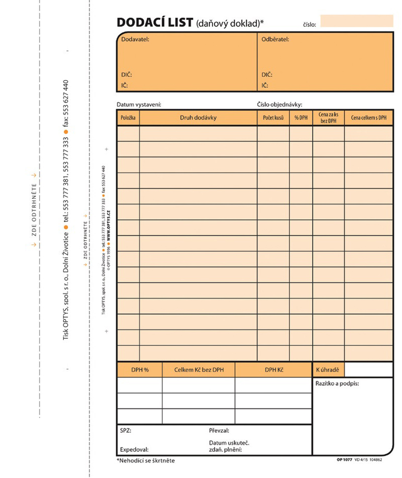 1076 Dodací list A4/100l NCR