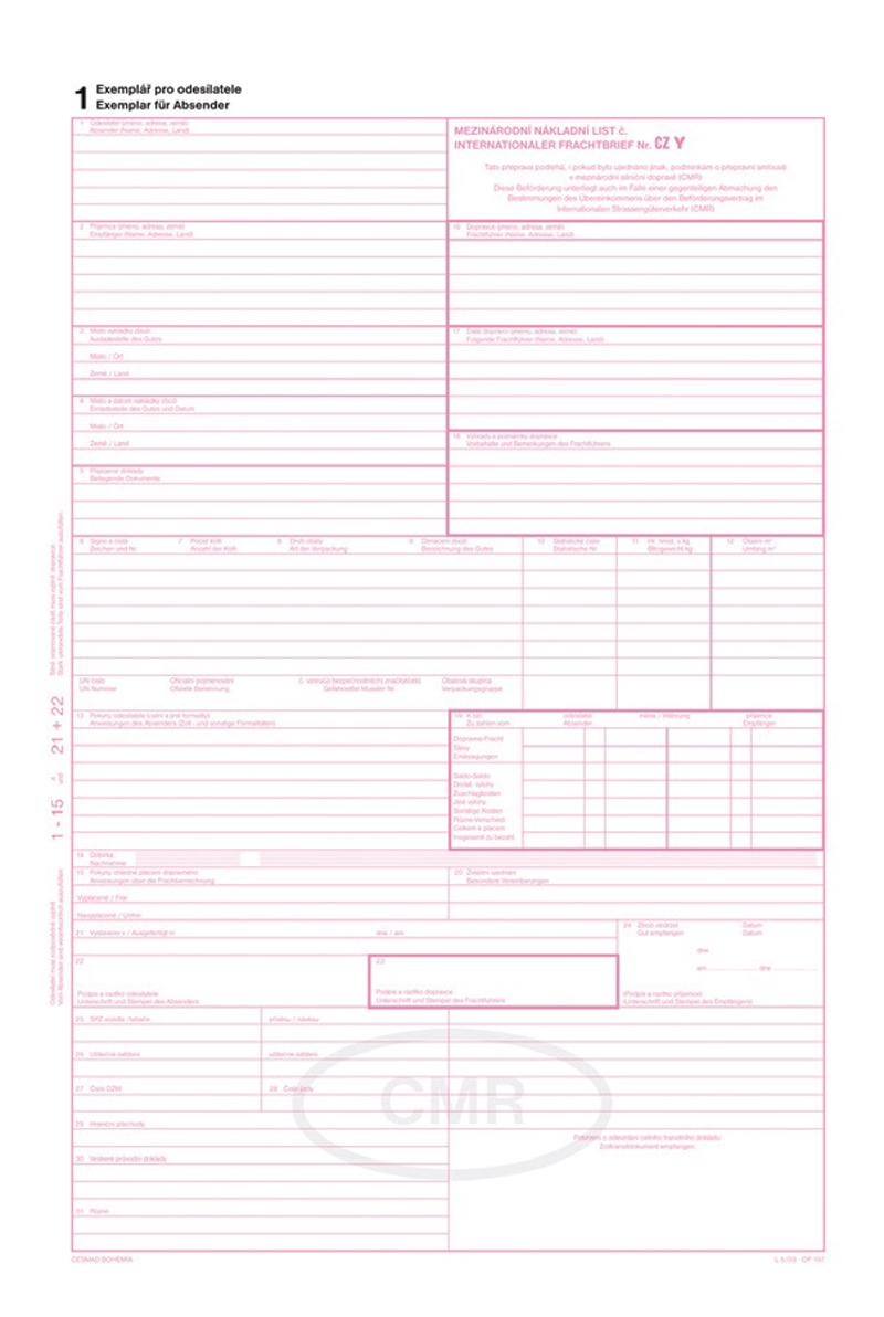 1971 CMR nákladní listy česko-německé 1+4 SL