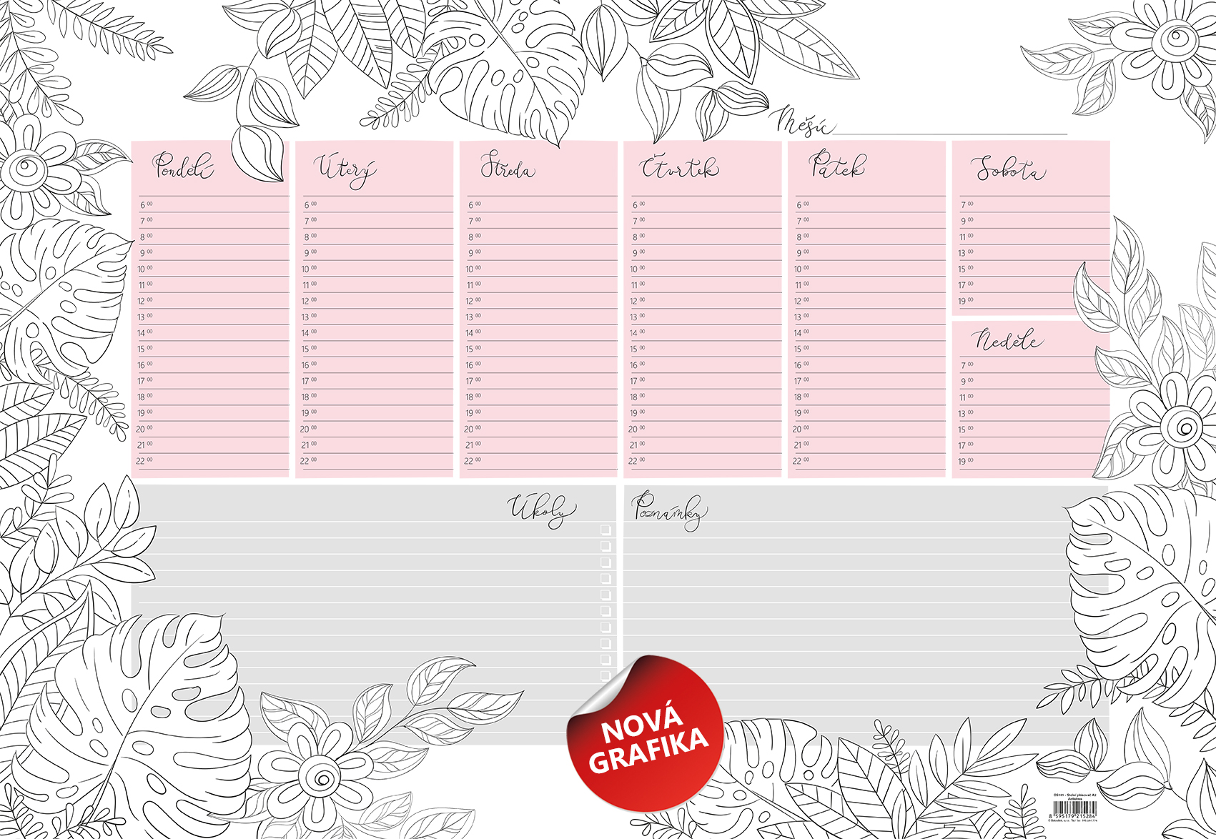 *B24  OS101  Stolní plánovač A2 - týd. mapa - 30 listů - ANTISTRES