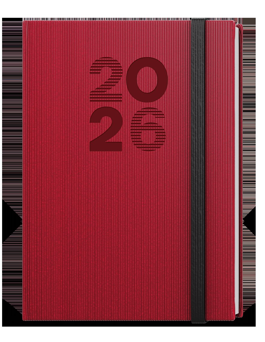 *B26  BDD23-6-26  Denní diář - David - Vigo - A5 - červená , černá gumička