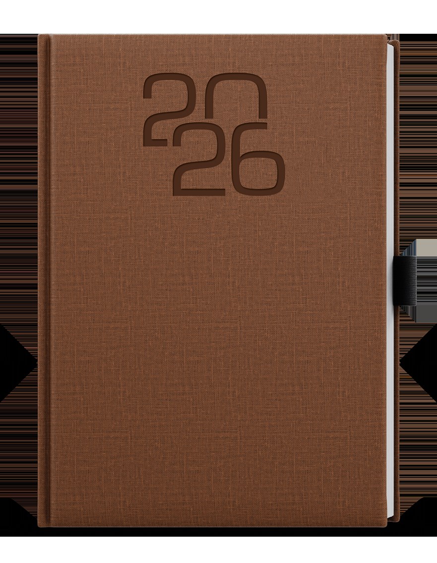 *B26  BDD27-7-26  Denní diář - David - Fabric - A5 - hnědá , poutko
