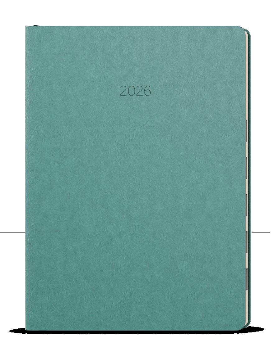 *B26  BDM10-8-26  Denní diář - Maxim - B5 - tyrkysová , kulaté rohy, krémový papír