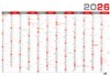 *B26  BKA5-26  Nástěnný roční kalendář B1 - červený