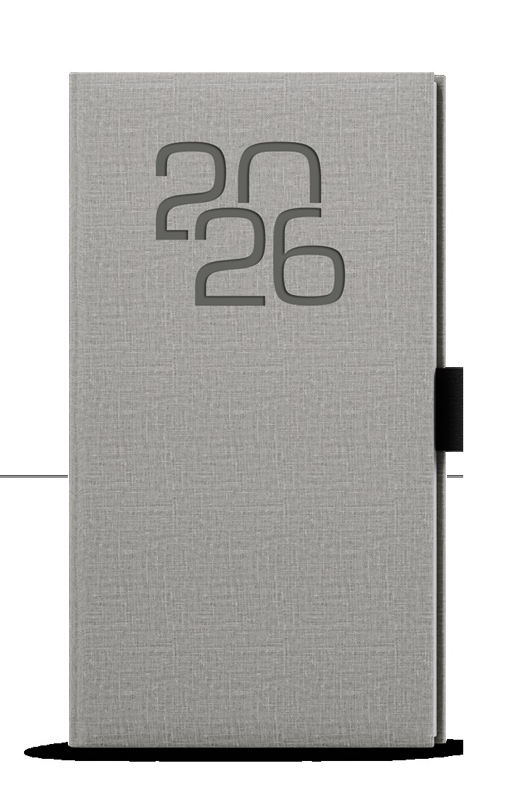 *B26  BTJ27-9-26  Týdenní diář - Jakub - Fabric - kapesní - šedá , poutko černé