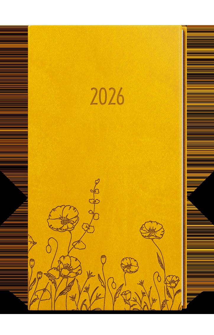 *B26  BTJ61-23-26  Týdenní diář - Jakub - Vivella s ražbou - kapesní -  okrová - Louka