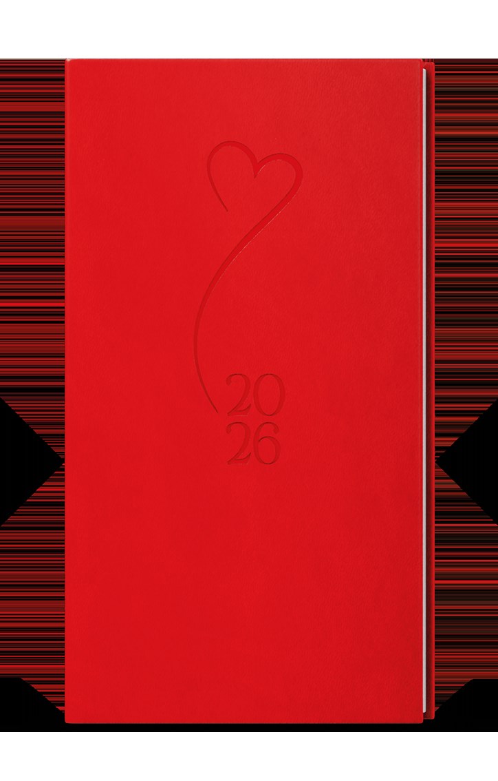 *B26  BTJ61-6-26  Týdenní diář - Jakub - Vivella s ražbou - kapesní - červená - Srdce