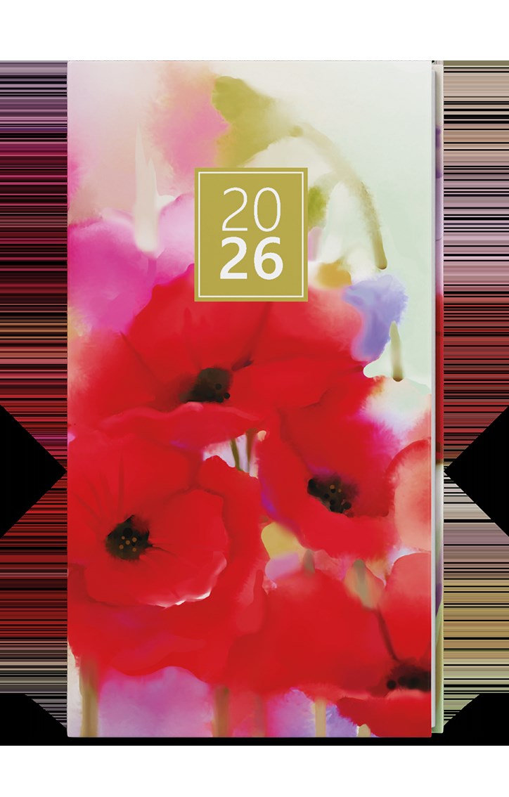 *B26  BTJ9-7-26  Týdenní diář - Jakub - Lamino - kapesní - Máky , parciální lak