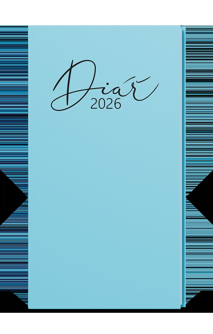 *B26  BTJ9P-11-26  Týdenní diář - Jakub - Lamino Pastel - kapesní  - modrá , nepoškrabatelné matné lamino, parciální lak