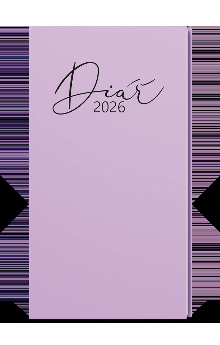 *B26  BTJ9P-40-26  Týdenní diář - Jakub - Lamino Pastel - kapesní  - fialová , nepoškrabatelné matné lamino, parciální lak