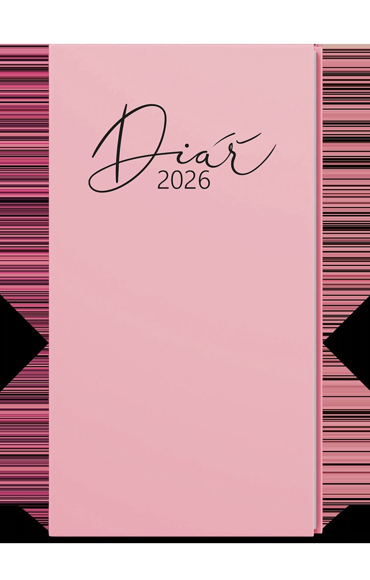 *B26  BTJ9P-51-26  Týdenní diář - Jakub - Lamino Pastel - kapesní  - růžová , nepoškrabatelné matné lamino, parciální lak