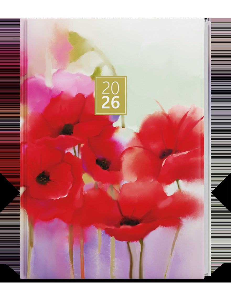 *B26  BTO9-7-26  Týdenní diář - Oskar - Lamino - A5 - Máky , parciální lak