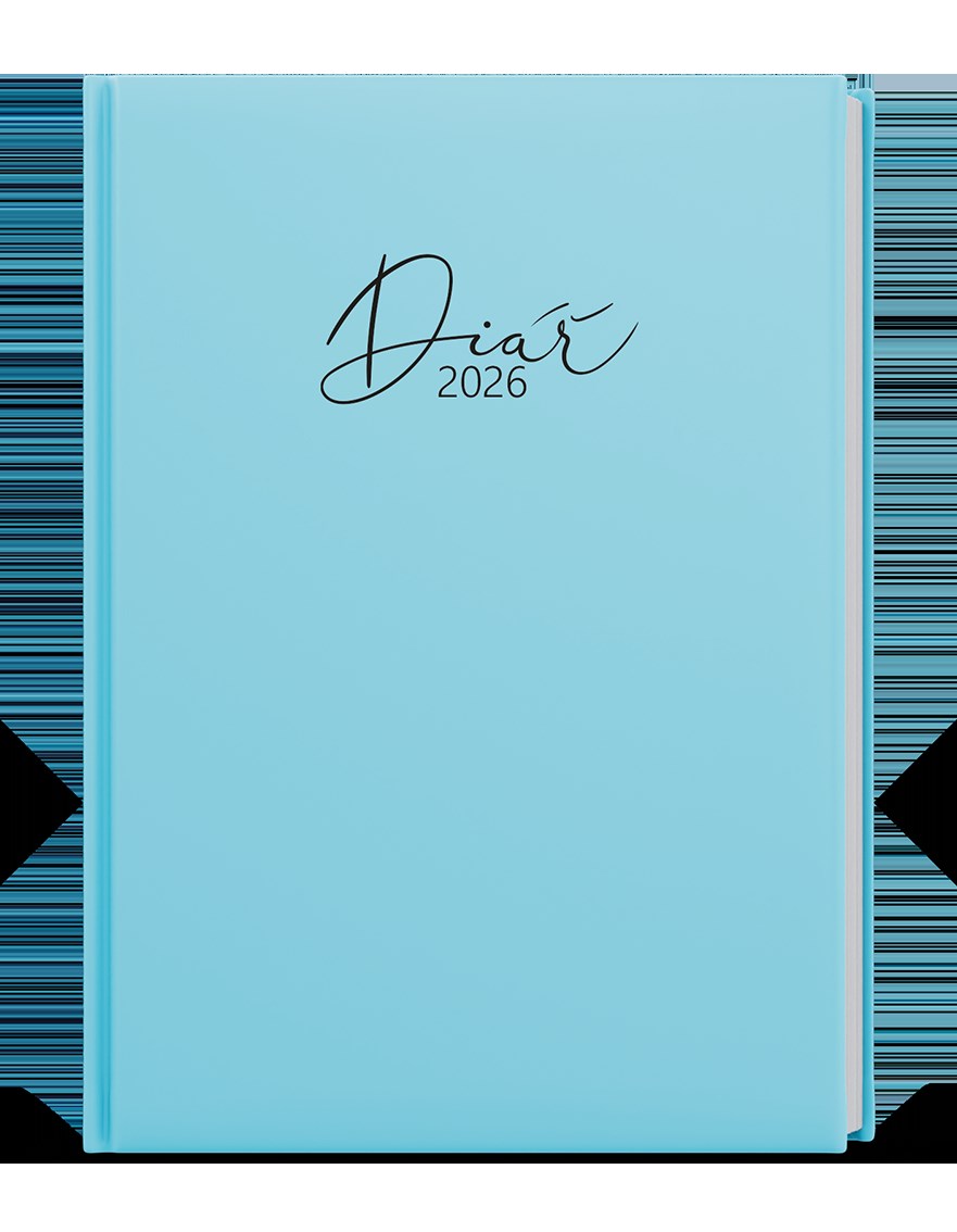 *B26  BTO9P-11-26  Týdenní diář - Oskar - Lamino Pastel - A5 - modrá , nepoškrabatelné matné lamino, parciální lak