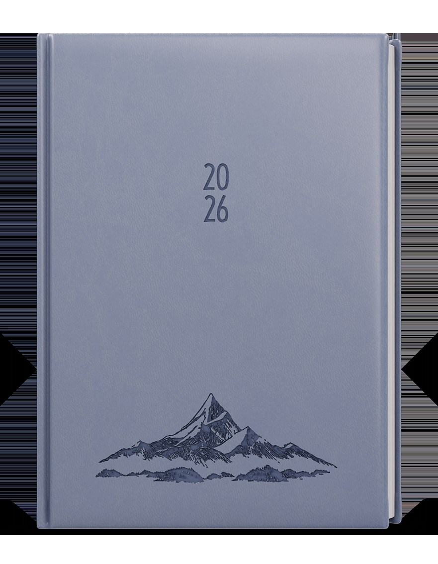 *B26  BTP61-15-26  Týdenní diář - Prokop - Vivella s ražbou - B6 - holubí šeď - Hory