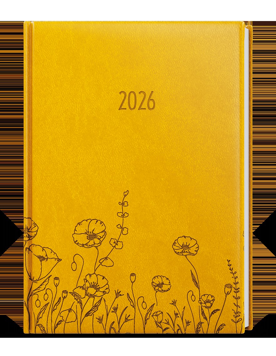 *B26  BTP61-23-26  Týdenní diář - Prokop - Vivella s ražbou - B6 - okrová - Louka