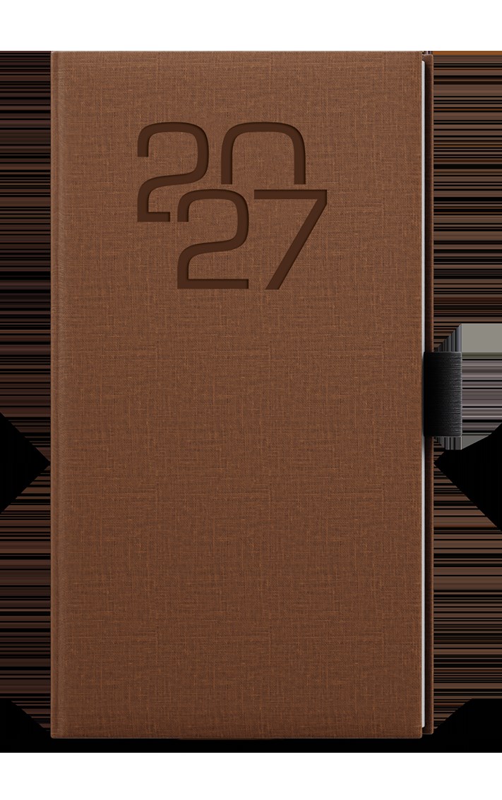 *B27  BTJ27-7-27  Týdenní diář - Jakub - Fabric - kapesní - hnědá