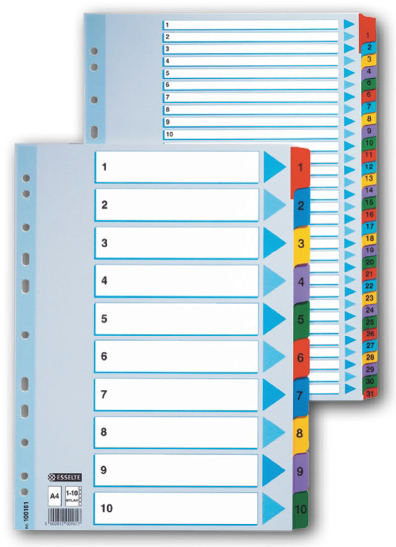 ESSELTE 100162 karton.rejstřík zes.Mylar A4 1-12