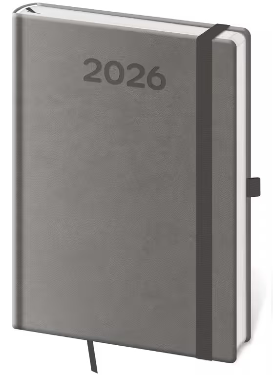 *H26  DPP423-13-26   Diář týdenní A5 Print Pop - šedá , 145x205