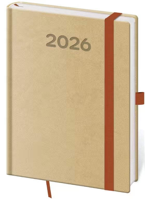 *H26  DPP433-15-26   Diář týdenní B6 Print Pop - cappuccino , 120x165