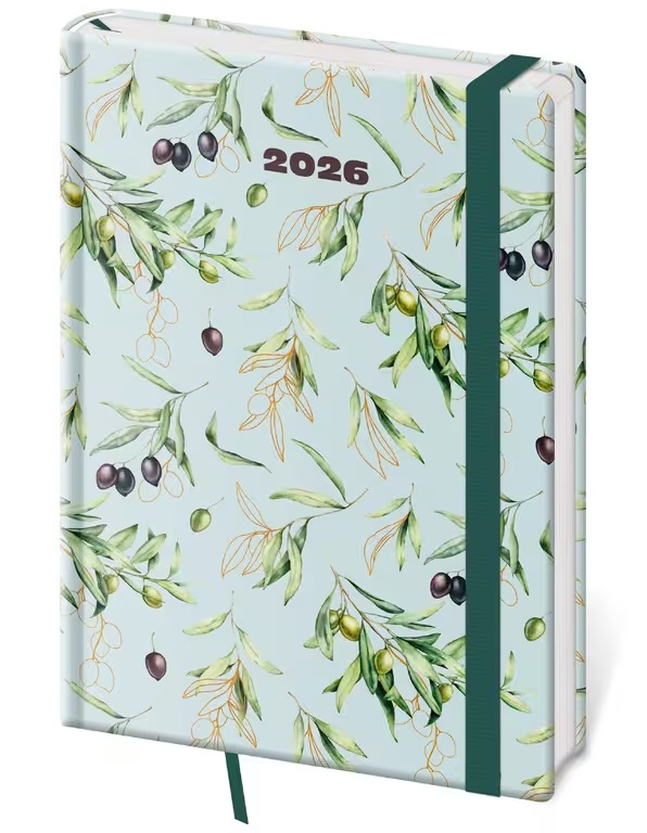*H26  DV422-15-26   Diář denní A5 Vario - Olive s gumičkou , 145x205