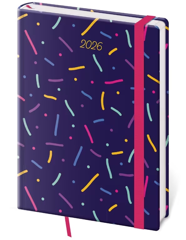 *H26  DV423-17-26   Diář týdenní A5 Vario - Sprinkles s gumičkou , 145x205