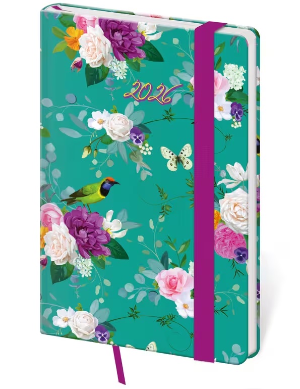 *H26  DV436-14-26   Diář týdenní kapesní Vario - Romance s gumičkou , 90x140