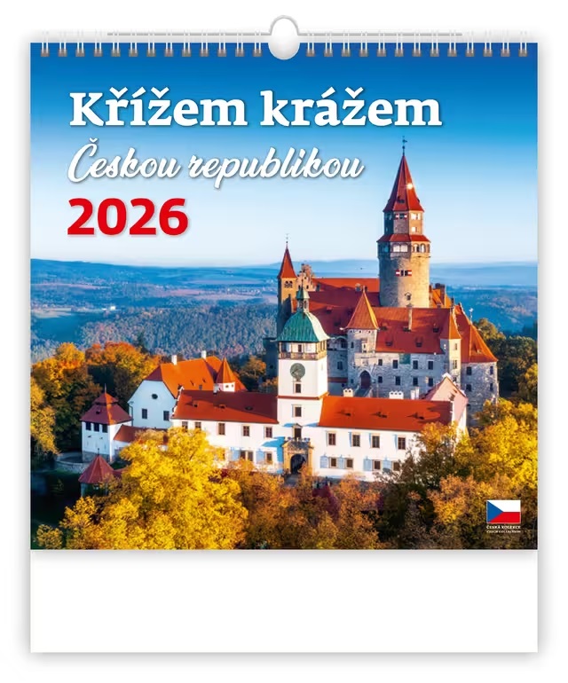 *H26  N173-26  nástěnný kalendář  Křížem krážem Českou republikou , 300x300(70)