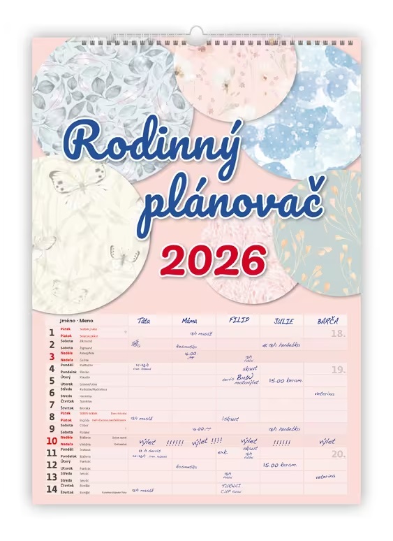 *H26  N200-26  nástěnný kalendář  Rodinný plánovač  NEW , 315x450