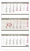 *H26  N207-26  nástěnný kalendář  Tříměsíční skládaný šedý , 315x555(35)