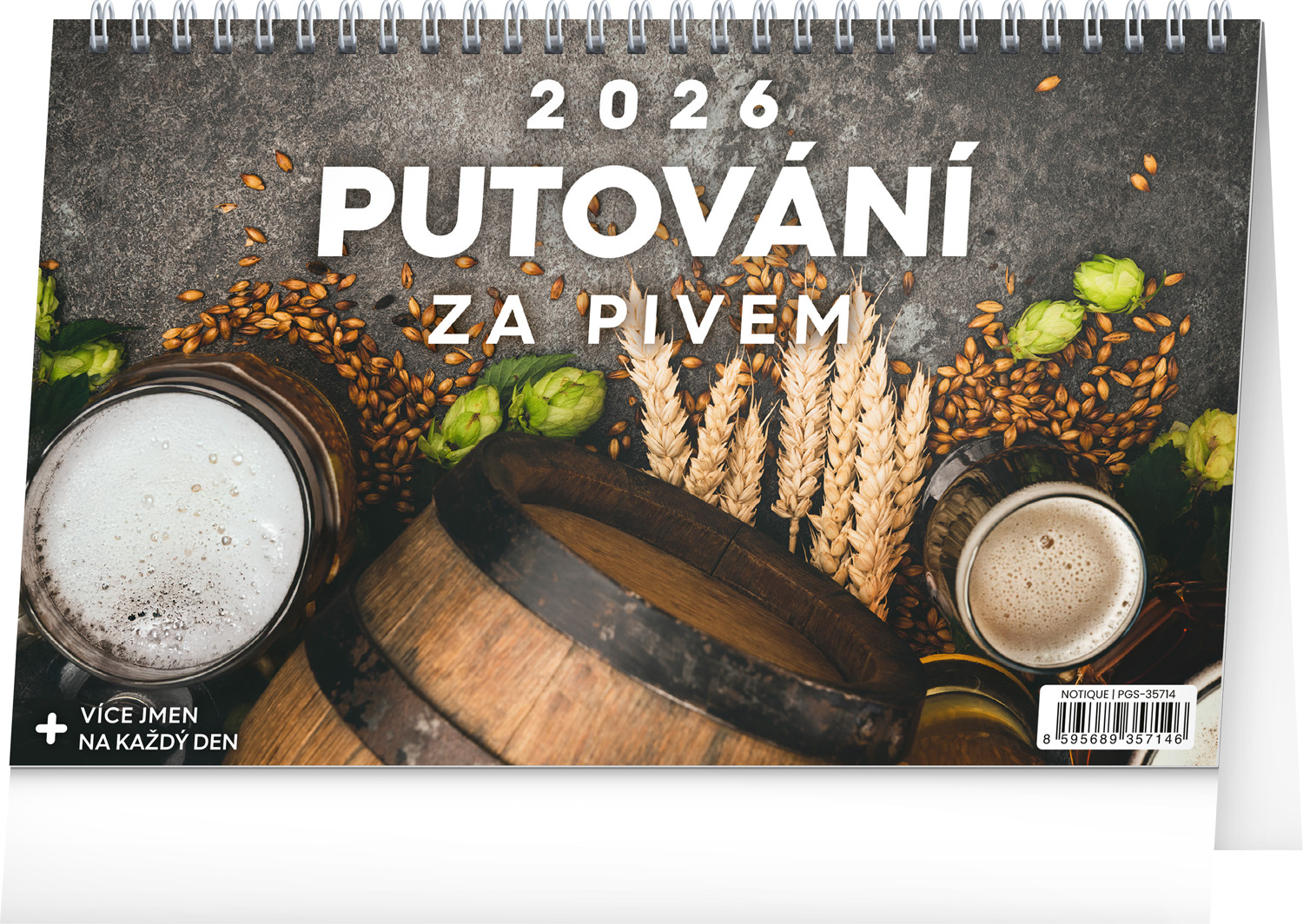 *P26   NOTIQUE Stolní kalendář Putování za pivem 2026, 23,1 x 14,5 cm