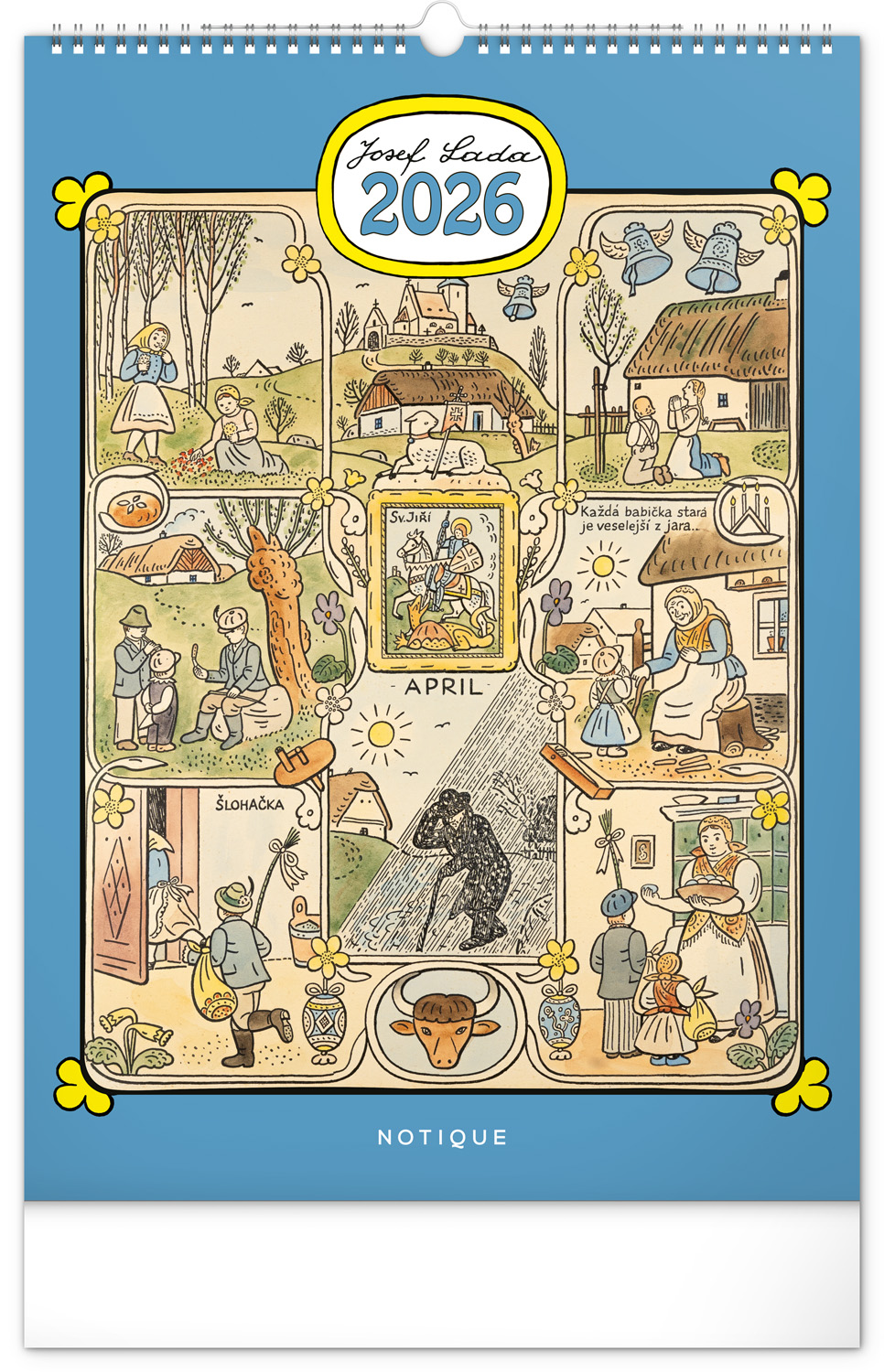 *P26  PGN-35203-L  NOTIQUE Nástěnný kalendář Josef Lada 2026, 33 x 46 cm