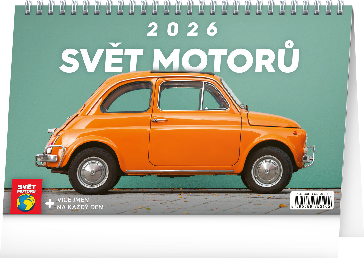 *P26  PGS-35316  NOTIQUE Stolní kalendář Svět motorů 2026, 23,1 x 14,5 cm