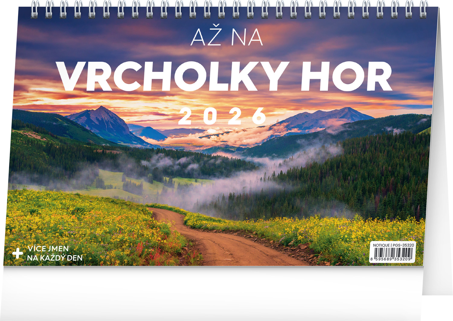 *P26  PGS-35320  NOTIQUE Stolní kalendář Až na vrcholky hor 2026, 23,1 x 14,5 cm
