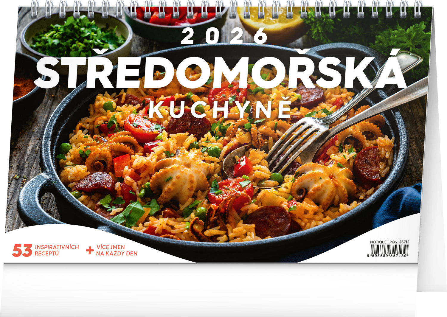 *P26  PGS-35713  NOTIQUE Stolní kalendář Středomořská kuchyně 2026, 23,1 x 14,5 cm