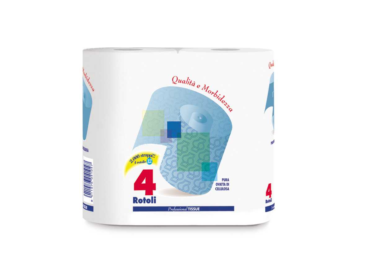 TP 2vrst. bílý CARIND MAXI /4ks  (500út, celulóza) 4106  (pytel 10 x 4 rol.)