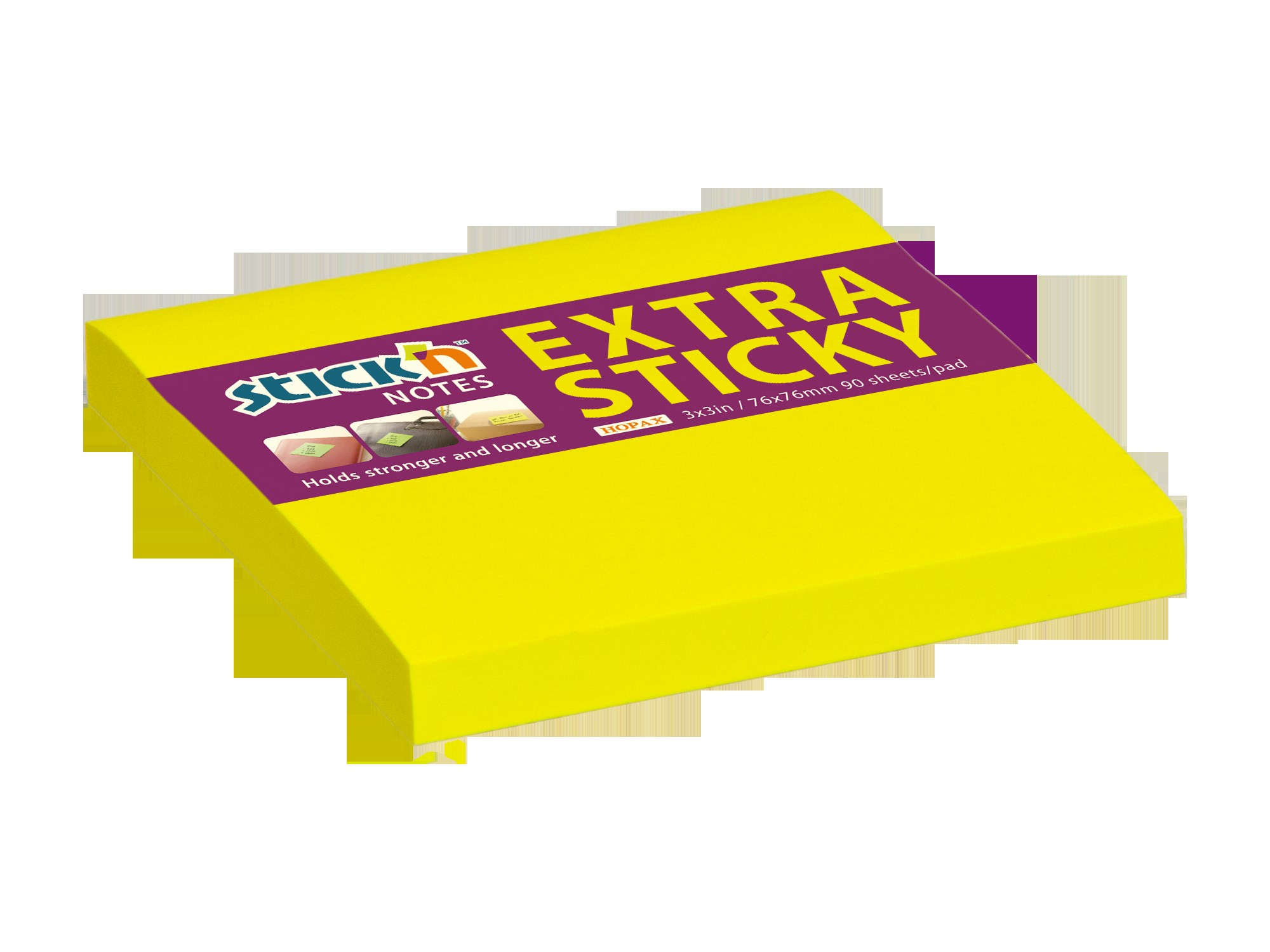 bloček samolepicí Extra Sticky, 76x76mm, neon, 21670,1,2